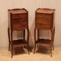 Pair Of Slim French Cherry Wood Bedside Cabinets