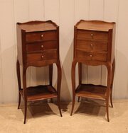 Pair Of Slim French Cherry Wood Bedside Cabinets