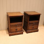 Pair Of Solid Oak Bedside Cabinets