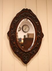 Small Carved Oak Wall Mirror