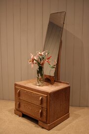 Small Limed Oak Mirrored Cabinet