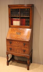 Small Proportioned Oak Bureau Bookcase 