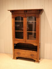 Solid Oak Arts & Crafts Cabinet Bookcase