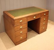 Substantial Light Oak Pedestal Desk 
