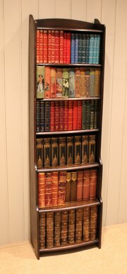 Tall Slim Oak Open Graduated Bookcase