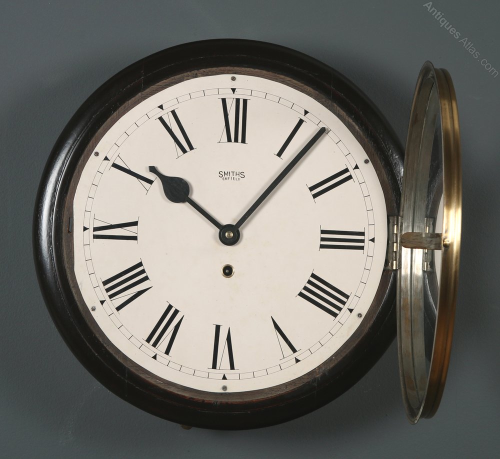 Antiques Atlas 15" Mahogany Smiths Enfield Railway Station Clock