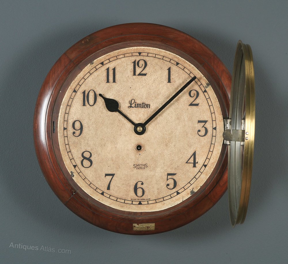 Antiques Atlas 15” Mahogany Smiths Enfield Round Dial Wall Clock