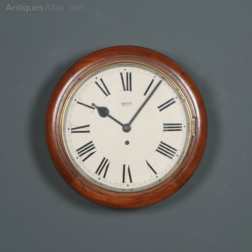 Antiques Atlas 15” Mahogany Smiths Enfield Station Wall Clock C.1930