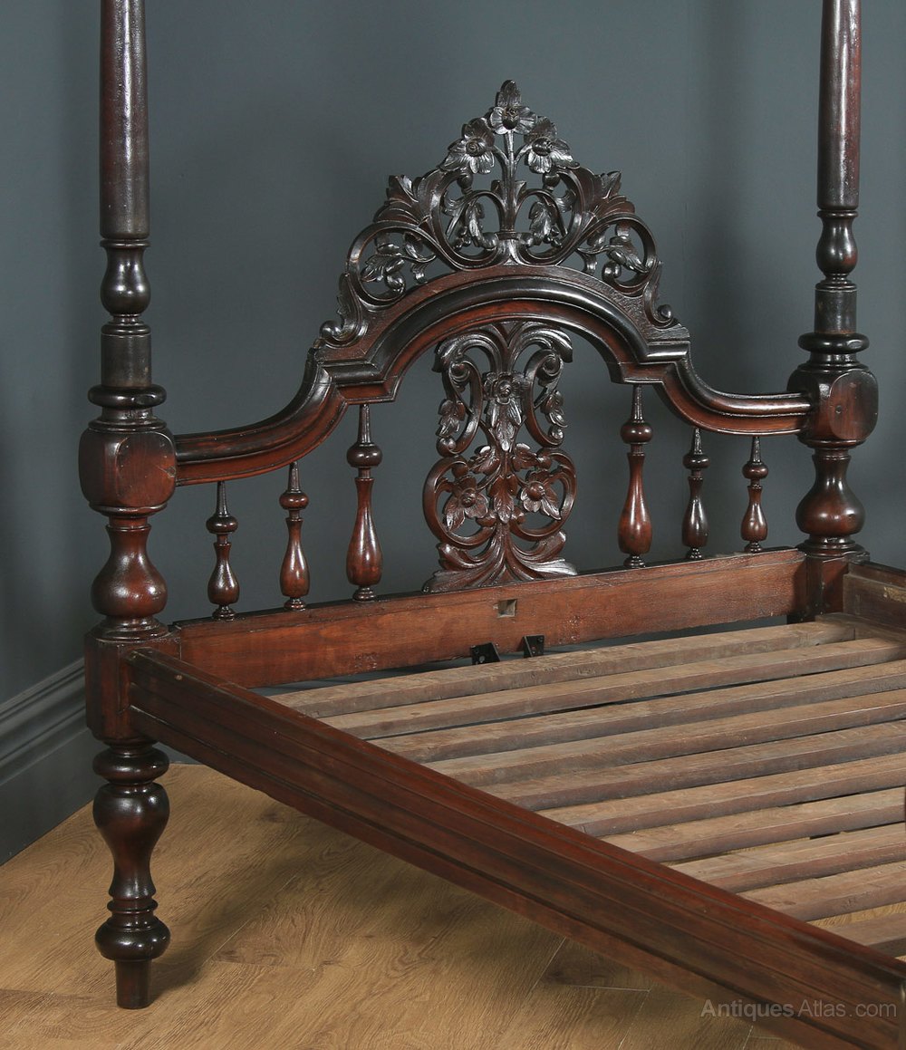4ft 6” Victorian AngloIndian Double 4 Poster Bed Antiques Atlas