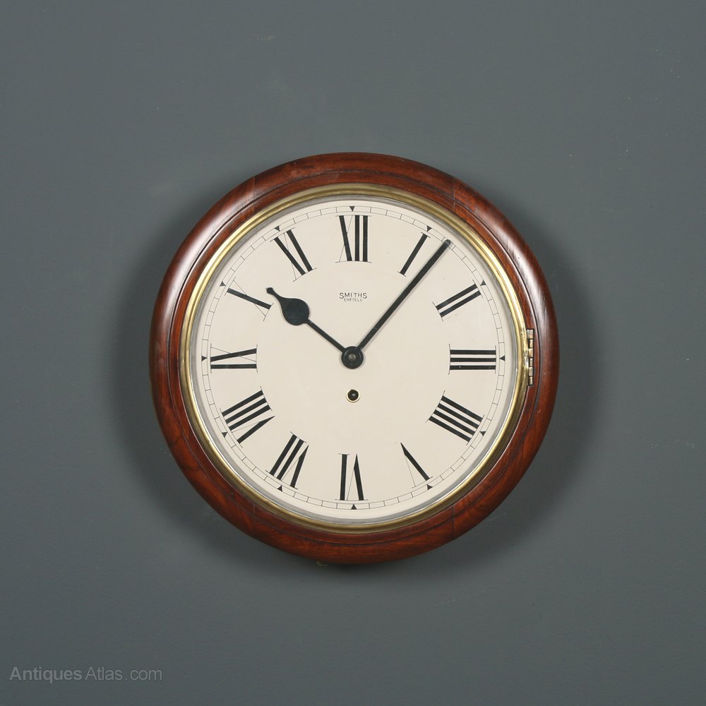 Antiques Atlas 15” Mahogany Smiths Enfield Station Wall Clock