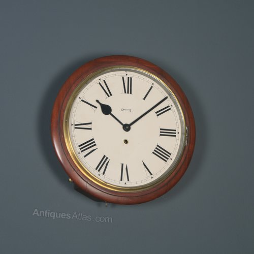 Antiques Atlas Antique 15" Mahogany Smiths Round Wall Clock