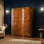 Antique English Art Deco Burr Walnut Wardrobe
