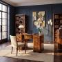 Antique English Art Deco Burr Walnut & Glass Desk