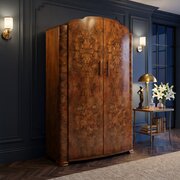 Antique English Art Deco Figured Walnut Two Door Wardrobe