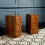 Antique English Art Deco Walnut Bedside Tables
