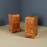Antique English Art Deco Walnut Bedsides Tables