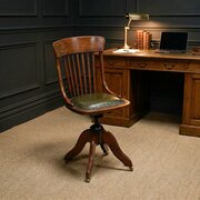 Antique English George V Beech Office Desk Chair