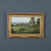 Antique English Oil Painting Landscape By MC Hider