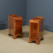 Antique English Pair Of Art Deco Walnut Cabinets