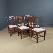 Six Antique Chippendale Gothic Mahogany Dining Chairs