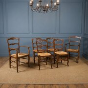 Antique French Set Of 6 Louis XV Style Oak C.1920