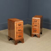Art Deco Pair Birds Eye Maple Walnut Bedsides