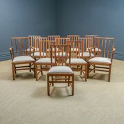 Arts & Crafts Set Of 12 Twelve Oak Dining Chairs