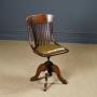 Beech & Leather Revolving Office Desk Side Chair