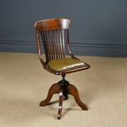 Beech & Leather Revolving Office Desk Side Chair