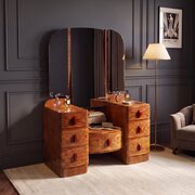 Art Deco Figured Walnut Pedestal Dressing Table