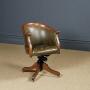 Edwardian Oak Revolving Office Leather Tub Chair