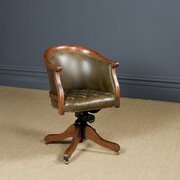Edwardian Oak Revolving Office Leather Tub Chair