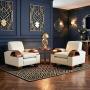 Art Deco Pair of Walnut & Leather Lounge Armchairs