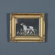 Georgian Samuel Raven Hound & Litter Oil Painting