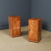 Pair Of Art Deco Walnut Bedside Tables Cabinets