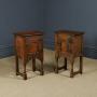Pair of Old Charm Carved Oak Bedside Tables