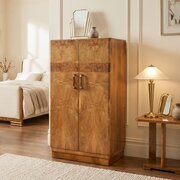 Small Antique Art Deco Walnut Two Door Tallboy
