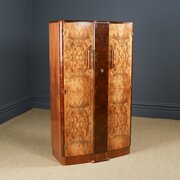 Small Art Deco Burr Elm Walnut Two Door Wardrobe 