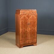 Small Art Deco Walnut Wardrobe Armoire Tallboy
