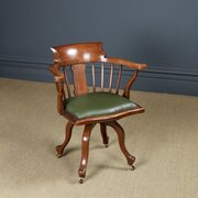 Victorian Mahogany & Green Leather Revolving Chair
