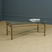 Vintage Art Deco Style Brass & Glass Coffee Table 