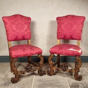 A Pair Of Gilt Carved Italian Chairs.