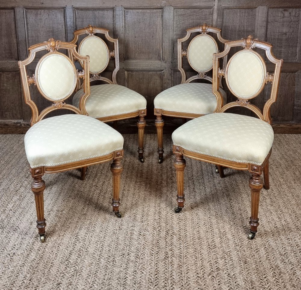 A High Quality Set Of Four Walnut Salon Chairs. as964a380 Antiques Atlas