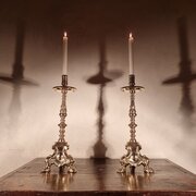 A Superb Pair Of 19th Century Brass Candlesticks.